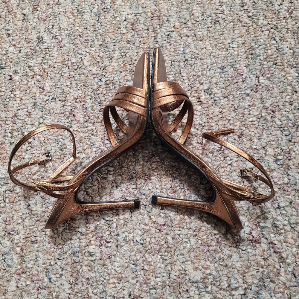Elegant Gold/Copper 4 Inch Strappy Heels